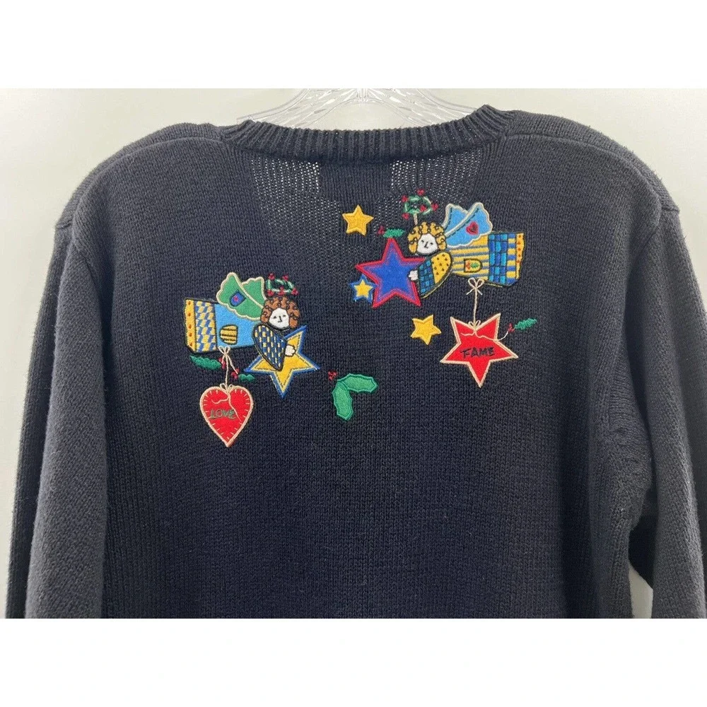 The Quacker Factory Women’s Long Sleeve Cotton/Ramie Black Appliquéd Cardigan S - Picture 7 of 7